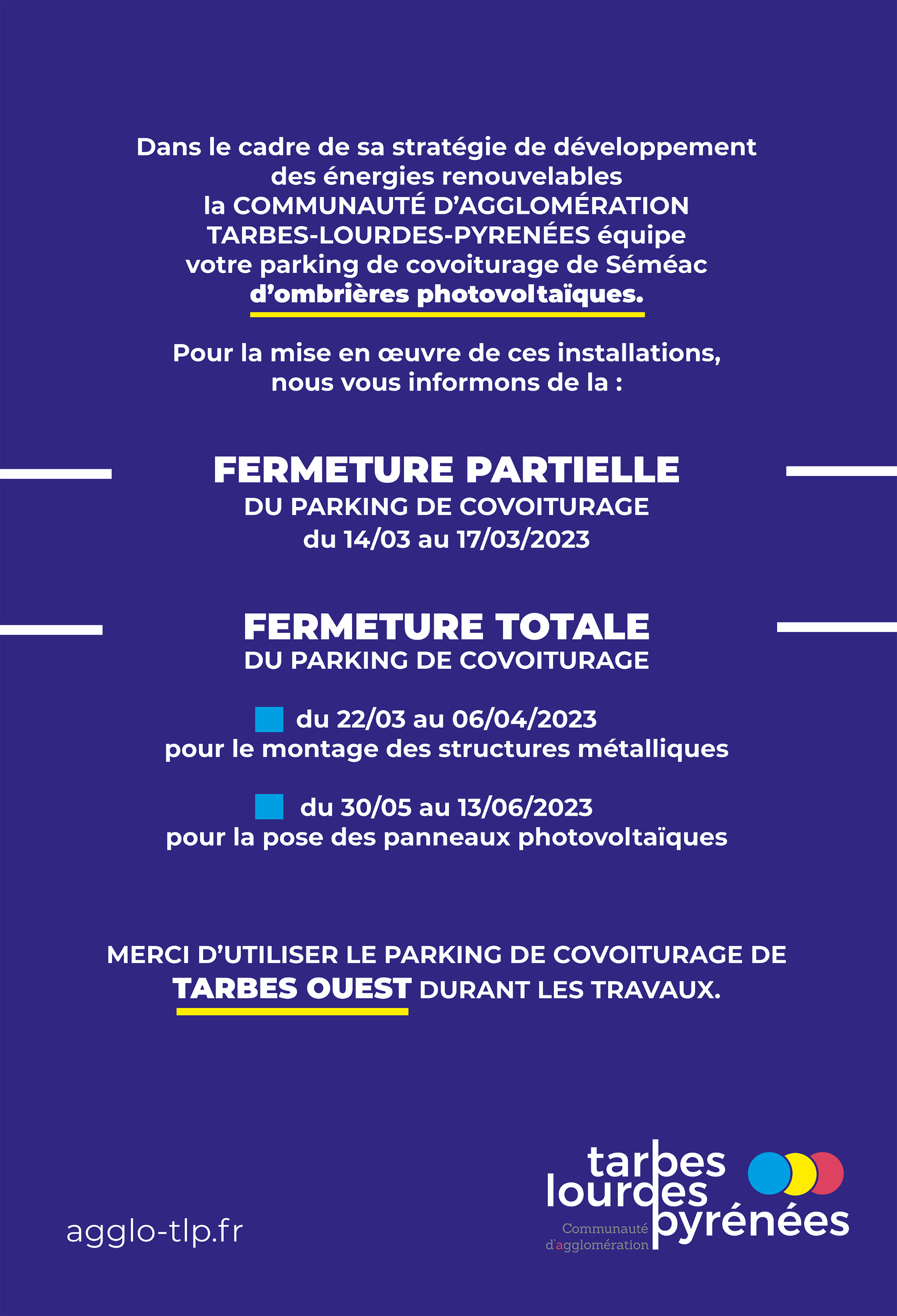 Afficchage fermeture parling covoit